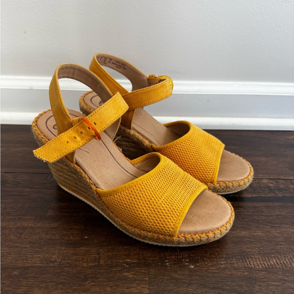 Dr. Scholl's Yellow Espadrille Wedge Sandals